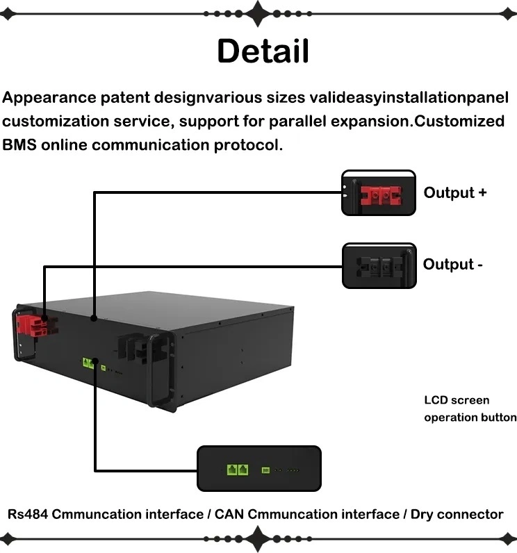 Rechargeable LiFePO4 Lithium 48V 51.2V 100ah 150ah 200ah Lithium Battery Lithium Ion Battery Solar Battery Rack Battery for Energy Systems Base Station UPS