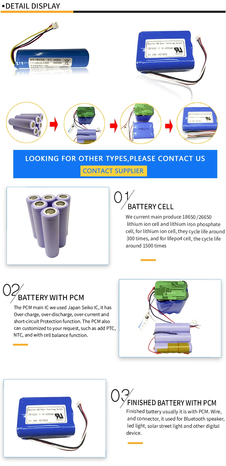 Rechargeable Lithium Ion Battery 18650 Li-ion Battery Cell 2000mAh 2200mAh 2400mAh 2600mAh for Microphone Speaker